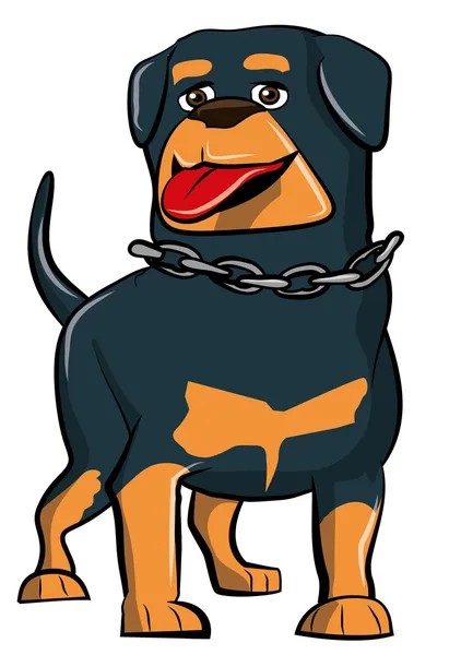 Dibujos animados Rottweiler con la lengua sobresaliendo — Vector de stock