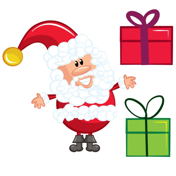 Cartoon Santa with gifts. Isolated — Stock Vector