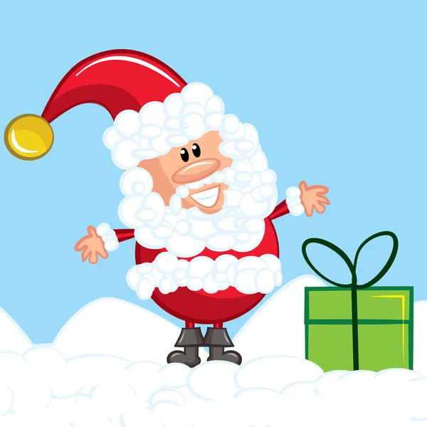 Santa de dibujos animados con una barba blanca — Vector de stock
