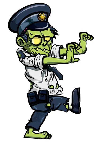 Dessin animé zombie policier — Image vectorielle