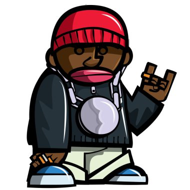 Cartoon hip hop man with bling clipart