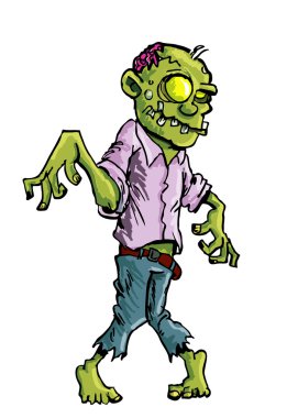 Cartoon zombie isolated on white clipart