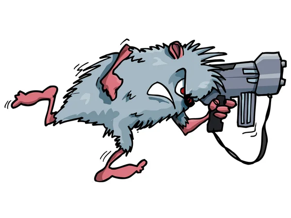 Cartoon knaagdier met een grote geweer — Stockvector