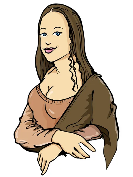 Карикатура Моны Лизы с ее улыбкой — стоковый вектор