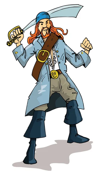 Cartone animato di un pirata con una sciabola — Vettoriale Stock