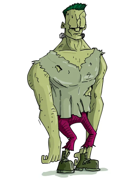 Dessin animé monstre Frankenstein avec peau verte pour Halloween — Image vectorielle