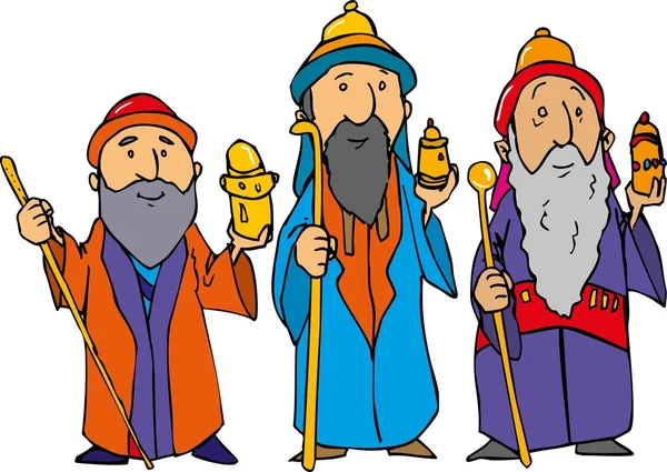 Cartoon van de drie wijze mannen — Stockvector