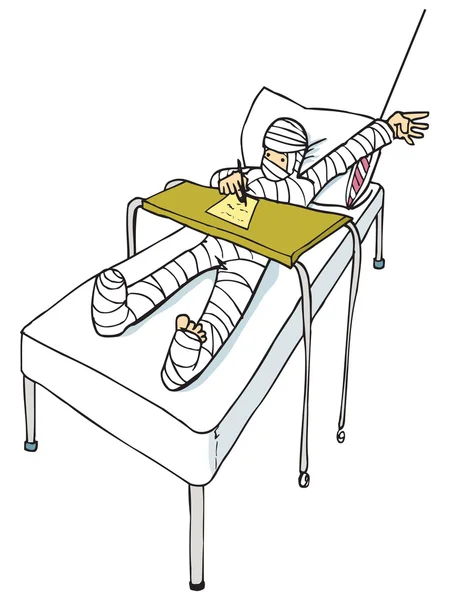 Cartoon of man with a body cast — Stock Vector