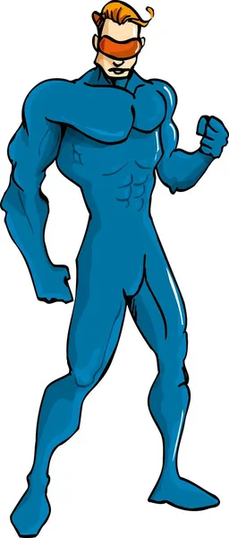 プレーン ブルーの衣装でのスーパー ヒーロー — ストックベクタ