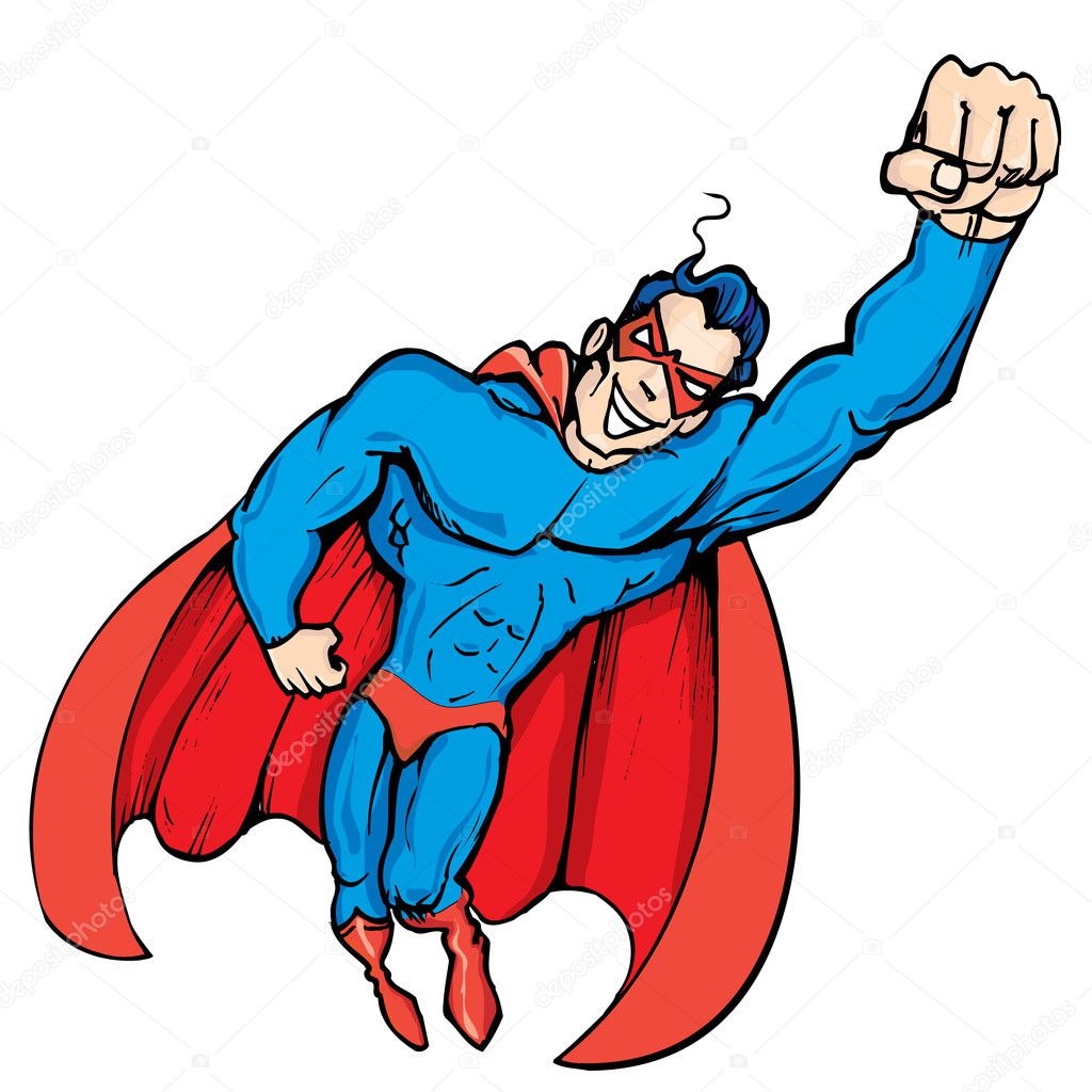 Cartoon masked superhero flying up — Stock Vector © antonbrand #7781291