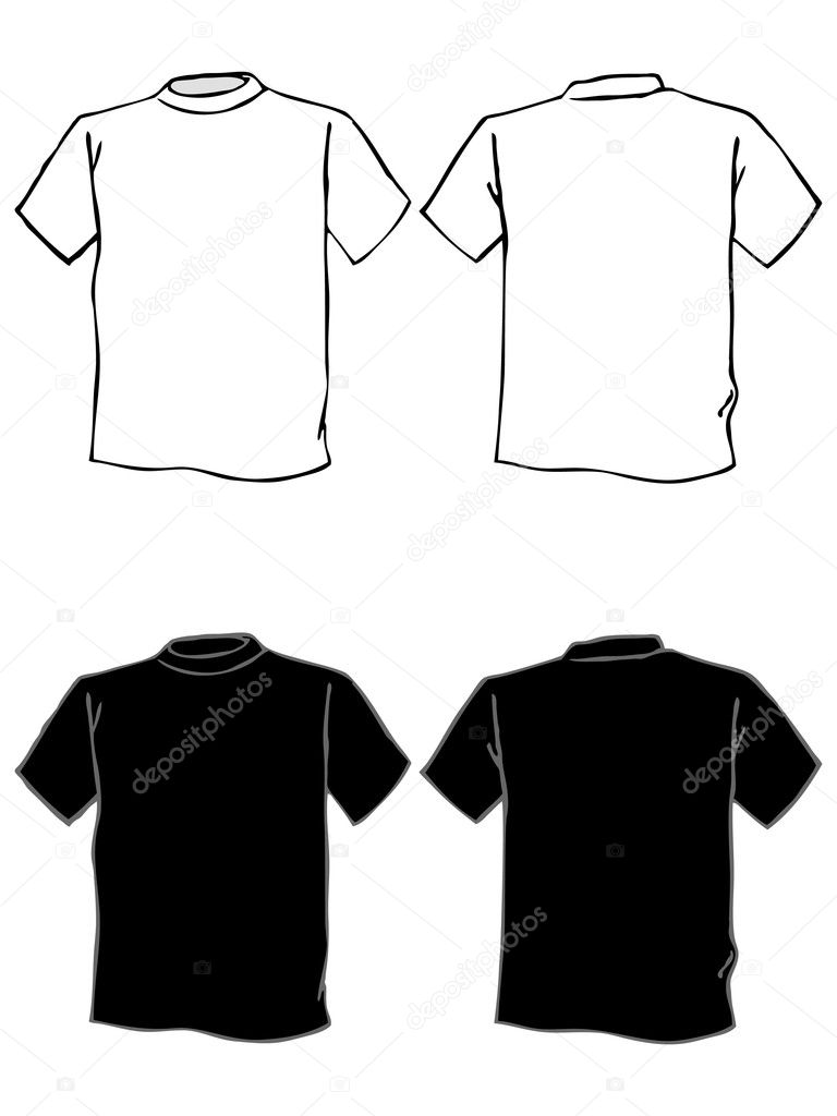 T shirt template in black and white