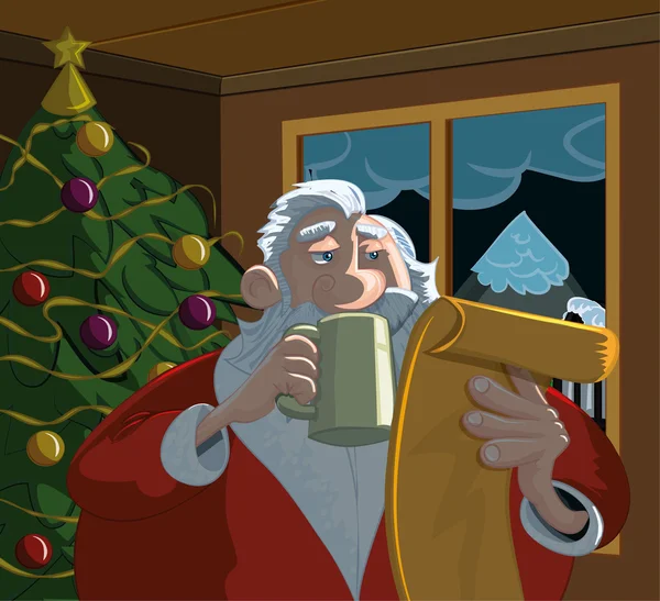 Noel Baba beyaz sakalı ile çizgi film. — Stok Vektör
