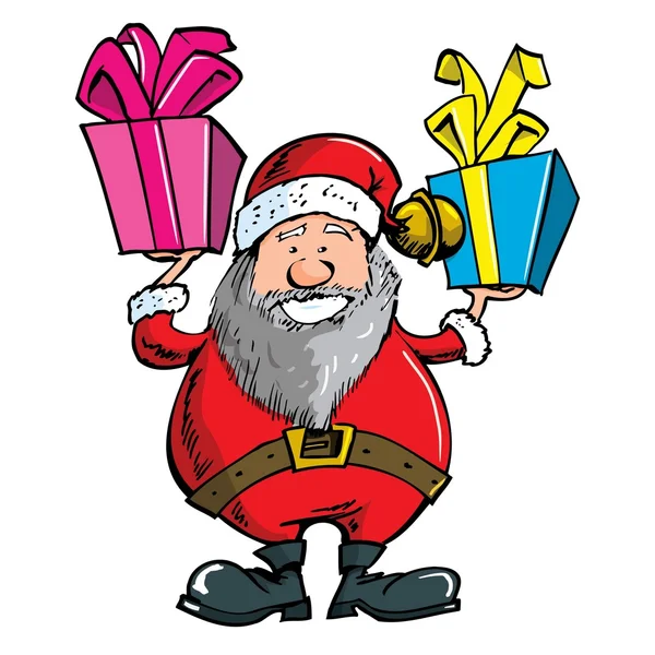 Cartoon Santa with a white beard — Stock Vector