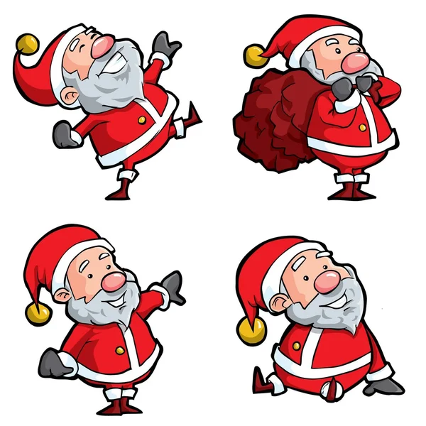 Set of Cartoon Santa — Stock Vector
