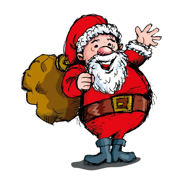 Caricature Santa avec une barbe blanche — Image vectorielle