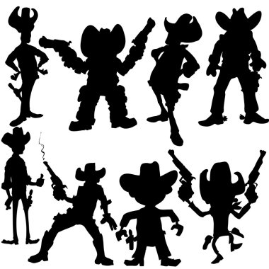 Set of cowboy silhouettes clipart