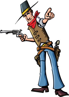 Cartoon cowboy pointing clipart