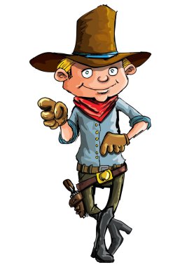 Cartoon cowboy with sixguns clipart