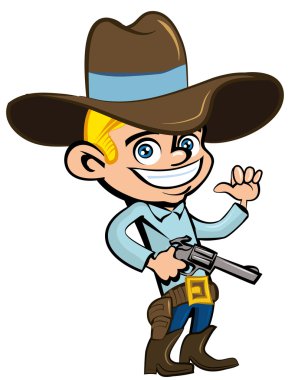 Cartoon cowboy with sixguns clipart