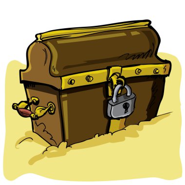 Cartoon illustration of a pirate chest clipart