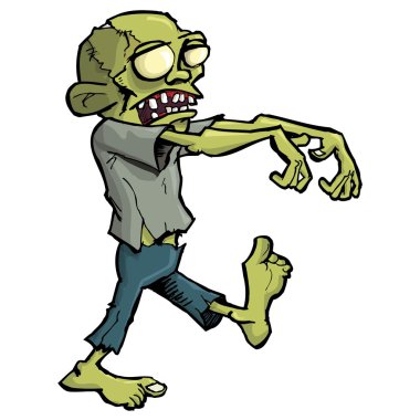 Cartoon zombie isolated on white clipart