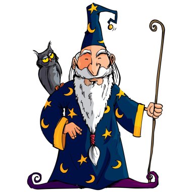 Cartoon Wizard witha staff clipart