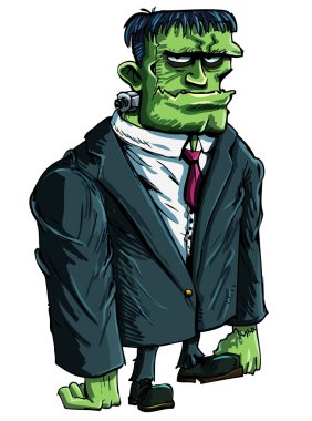 Frankenstein bıçağımla bir patron olarak karikatür