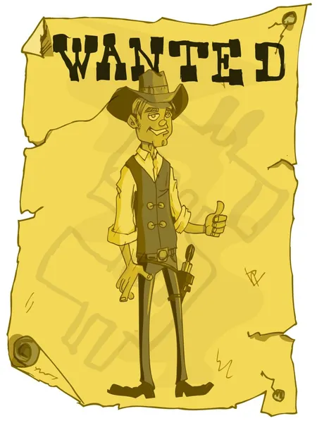 Desenhos animados queriam cartaz de um cowboy —  Vetores de Stock