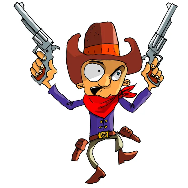 Kreslený kovboj s opasek s pistolí a kovbojský klobouk — Stockový vektor