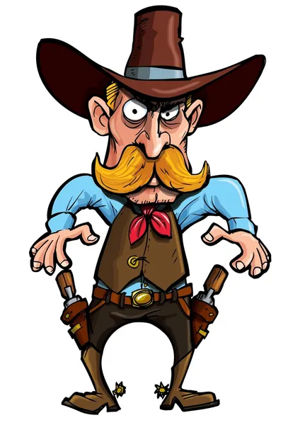 Cowboy dos desenhos animados com um cinto de arma — Vetor de Stock