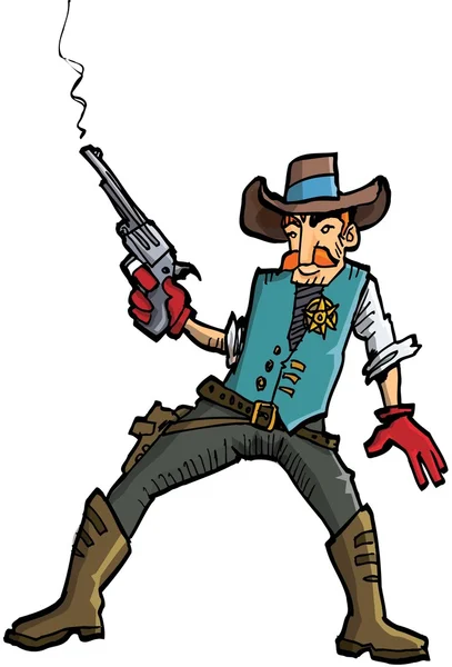Çizgi film kovboy bir silah kemeri ve kovboy şapkası — Stok Vektör