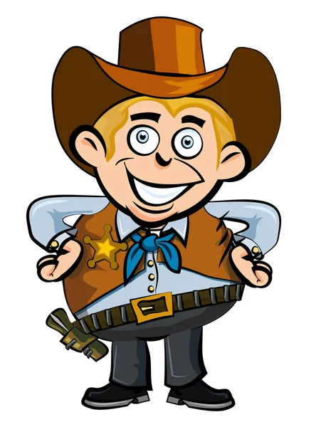 Bonito desenho animado cowboy sorrindo — Vetor de Stock