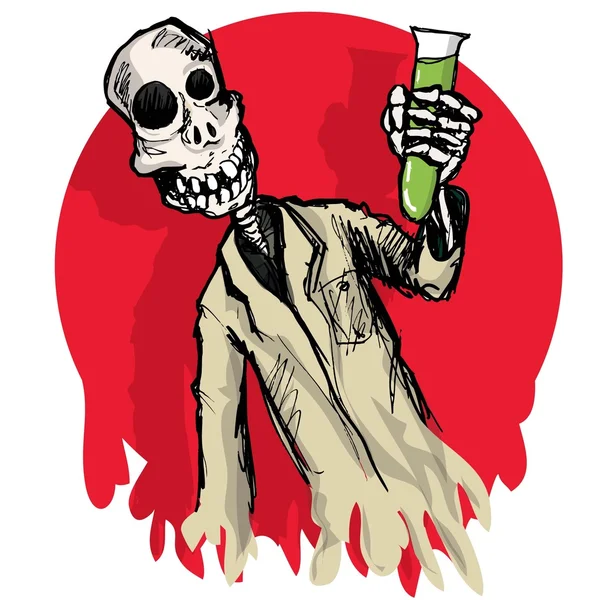 Dessin animé zombie scientifique — Image vectorielle