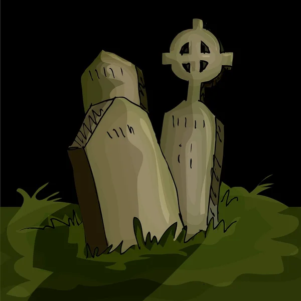 Gravestones in a graveyard — Stock Vector