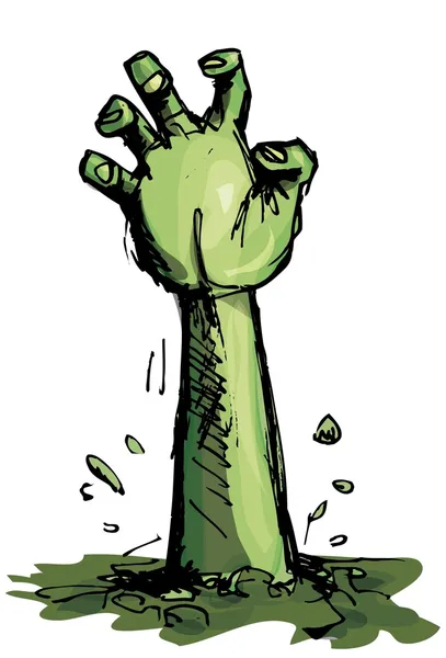 Desenhos animados de uma mão zombie verde — Vetor de Stock