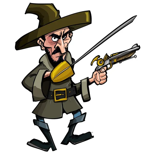 Pirata de dibujos animados con una espada — Stockvector