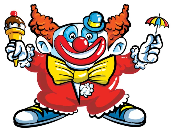 Cartoon clown met paraplu — Stockvector