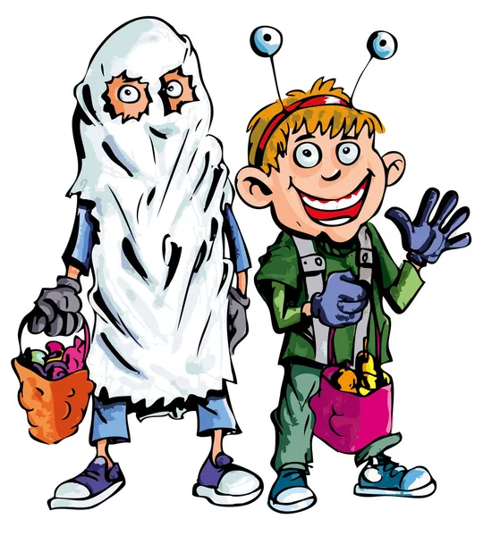 Karikatur von Halloween-Kindern — Stockvektor
