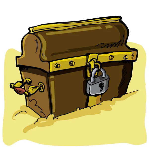 Desenhos animados ilustração de um peito de pirata —  Vetores de Stock