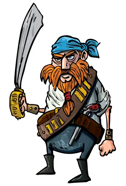 Pirata dei cartoni animati con una spada — Vettoriale Stock