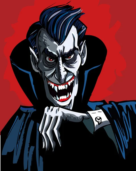 Cartoon vhead e ombros de um vampiro maligno — Vetor de Stock