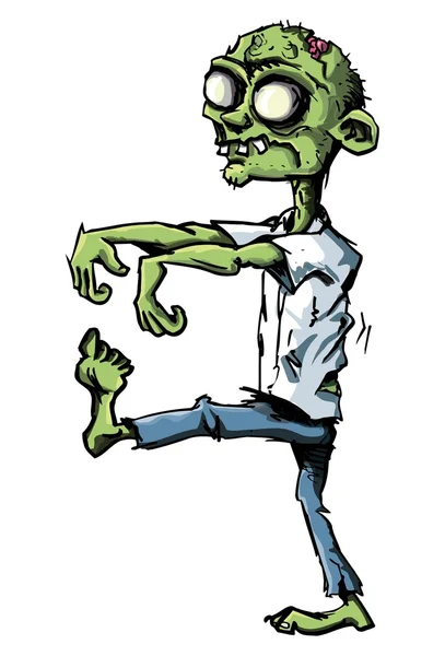 Zombie de dibujos animados aislado en blanco — Vector de stock