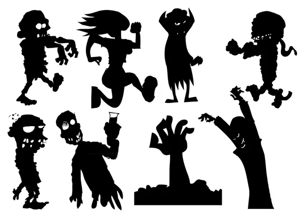 Collection of silhouette halloween characters — Stock Vector