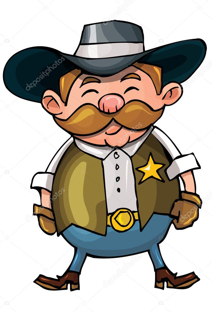 Cute cartoon cowboy with a gun belt