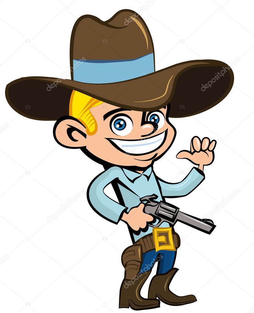 Cartoon cowboy with sixguns