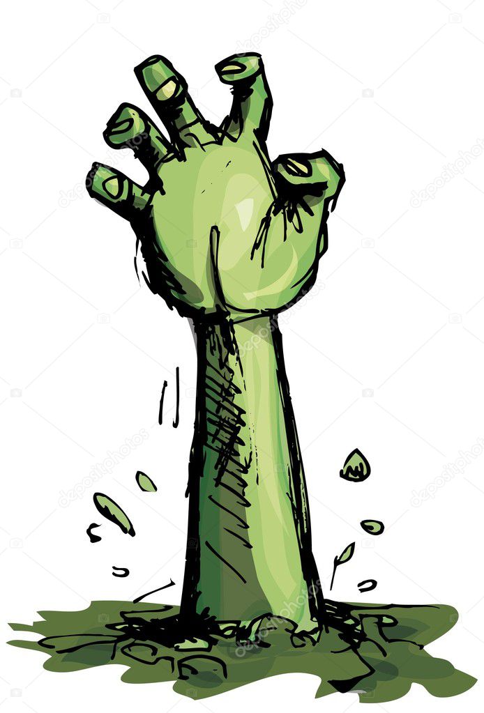 Cartoon of a green zombie hand