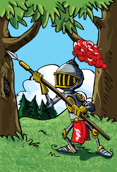 Karikatür şövalye zırhı bir mızrak ile — Stok Vektör