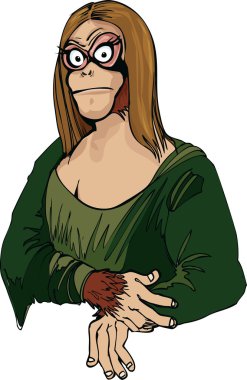 Cartoon Mona Lisa as an ape clipart