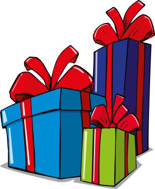 Cartoon illustration of christmas gifts clipart