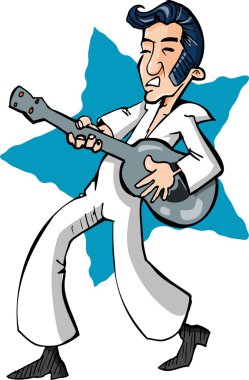 Cartoon of an Elvis Impersonator clipart
